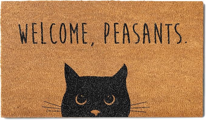 Welcome Peasants Black Cat Doormat Outdoor 30x17 Inch, Funny Welcome Mat | by MainEventUSA
