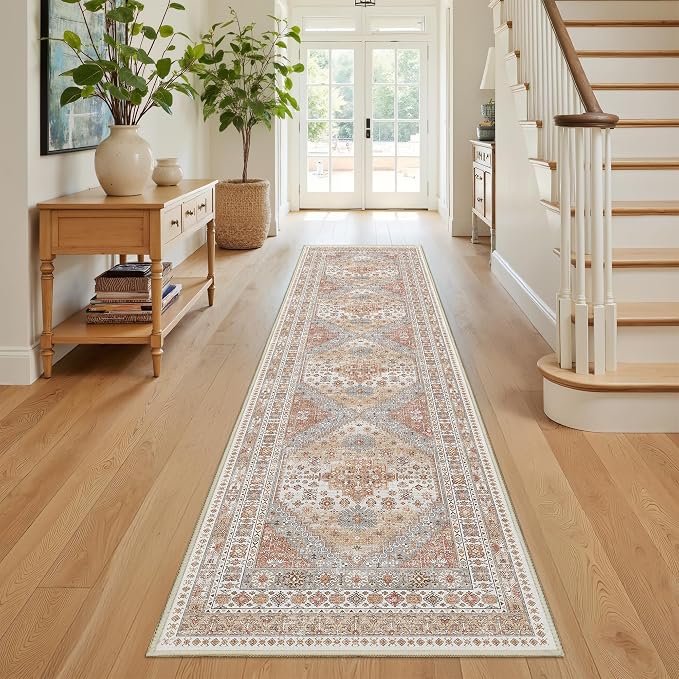 Runner Rug 2x8 Runners for Hallways Vintage Washable Rugs, Low Pile Soft - Image 4