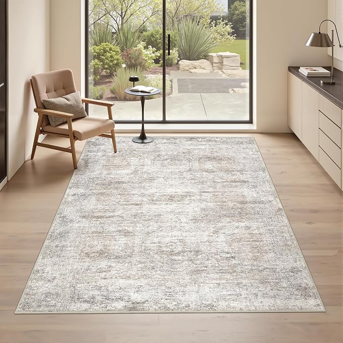 3x5 Rug for Entryway, Washable Area Rug, Taupe | Small Rug for Kitchen - Image 4