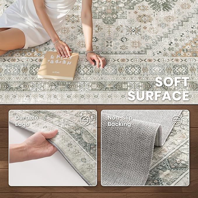 6x9 Area Rugs for Living Room, Large Washable Rug, Dining Room, Low Pile - Image 6