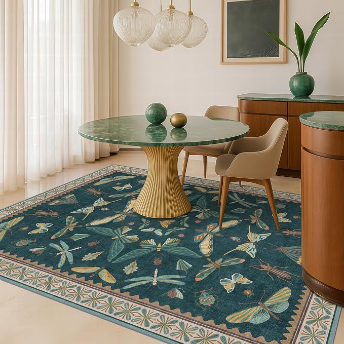 Insect Teal Green 5x7 Area Rug for Living Room - Image 6