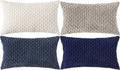 Set of 4 Navy White Taupe Decorative Throw Pillow Covers 12x20 Inch Corduroy by Cozoomy