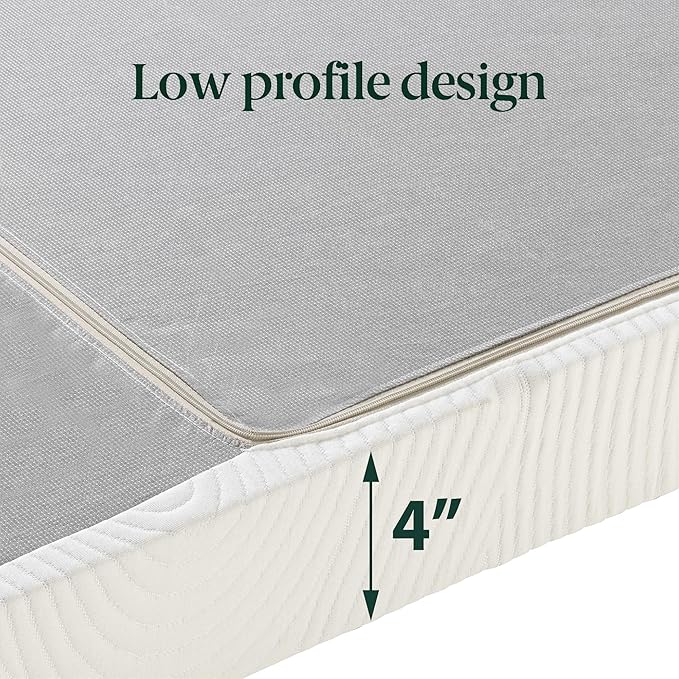 ZINUS 4 Inch Box Spring with Cover, No Assembly Mattress Foundation, Sturdy Metal Structure, Queen, White