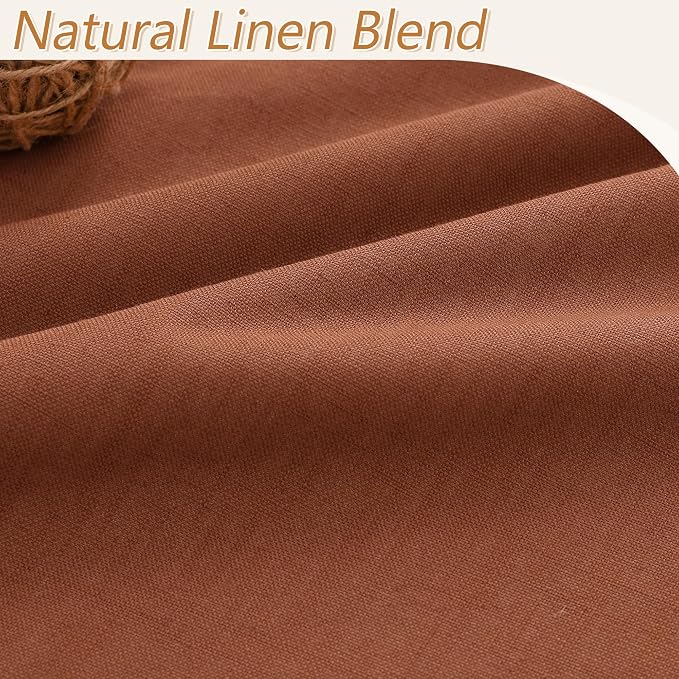 Terracotta 100% Blackout Linen Curtains 102 Inch Length 2 Panels Set Fall - Image 4