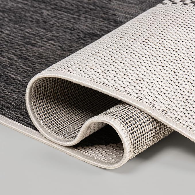 JONATHAN Y Geometric Organic Shapes Indoor Outdoor Area Rug 5X8 Cream/Black, Zia Modern for Backyard, Patio, Porch, Easy-Cleaning, High Traffic, Pet-Friendly, Non-Shedding (TSN306A-5)