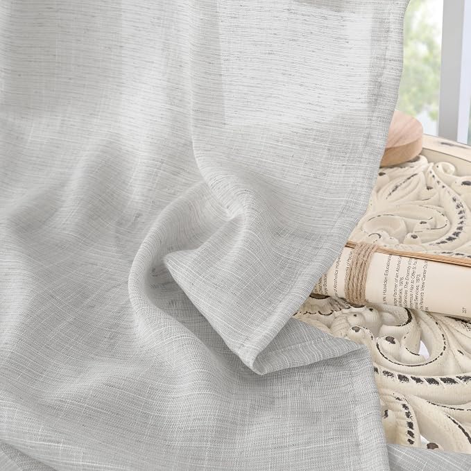 BGment Light Grey Linen Curtains 80 Inch Length - Image 7