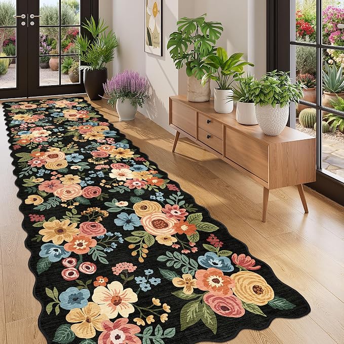 DUKINO 3x10 Runner Rug, Non Slip Floral Washable Rug - Image 3