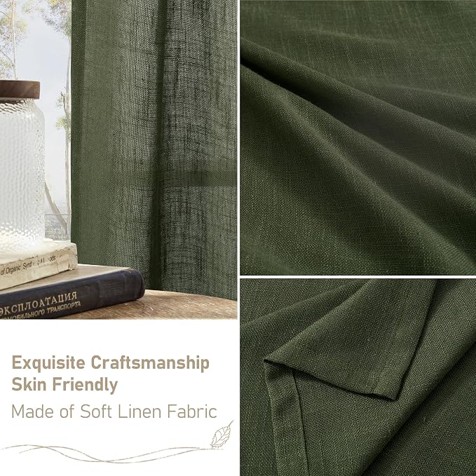 Olive Green Linen Curtains 63 Inch - Image 6