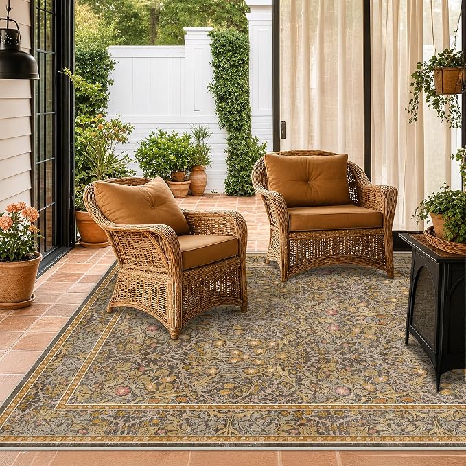 Washable Brown Oriental 5x8 Area Rug - Image 6