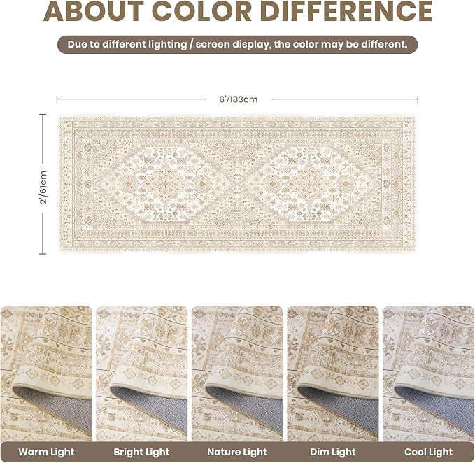 2x6 Runner Rug Non Slip, Washable Hallway Runner Rug, Nursery Room, Soft Runner - Image 2