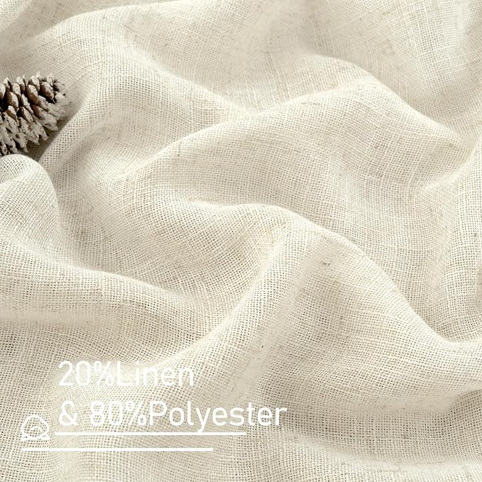 Cream Ivory Linen Curtains 95 Inches Long 2 Panels Set - Image 3