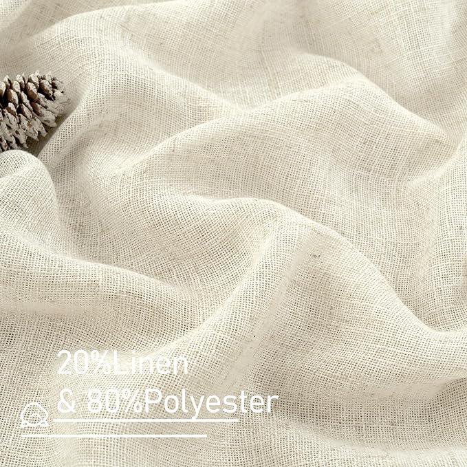 Natural Linen Blended Curtains for Living Room 120 Inch Semi Sheer | Light - Image 3