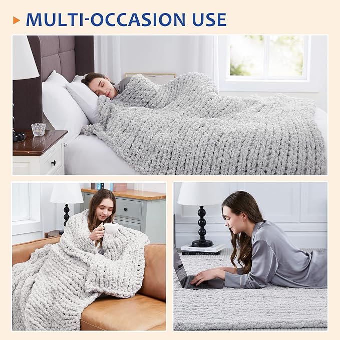 L'AGRATY Chunky Knit Throw Blanket - Image 5