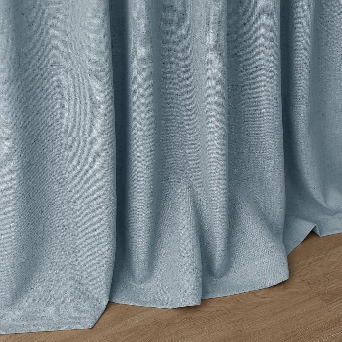 Light Blue Linen Curtains 80 Inches Long 2 Panels Set - Image 7