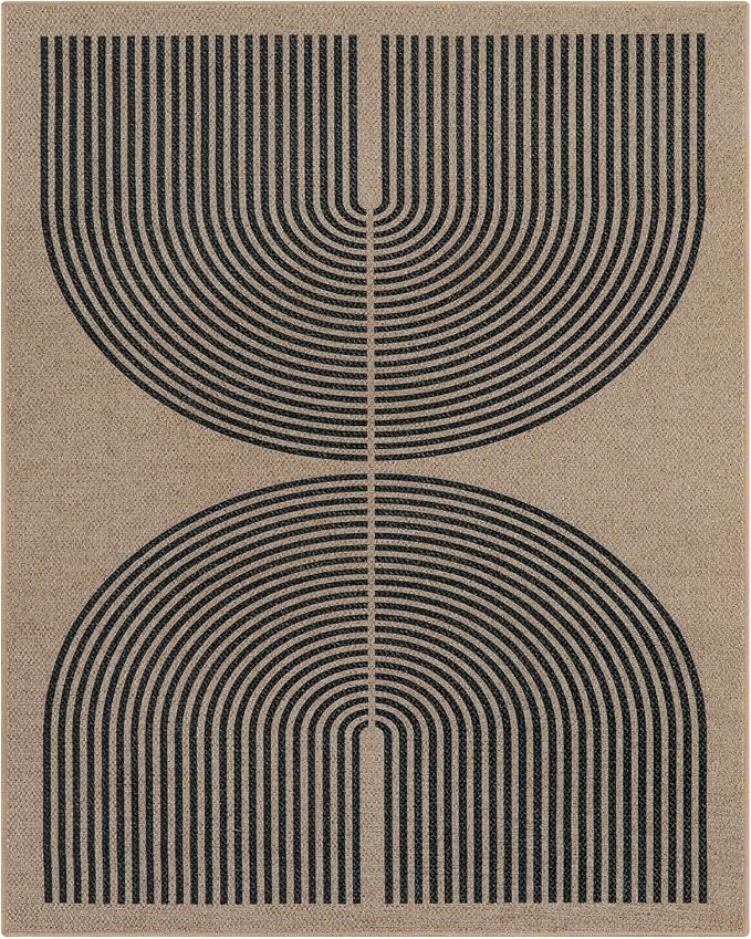 Lahome Modern Rainbow Easy Jute 9x12 Rug, Large Non Slip Indoor Outdoor Rug | - Image 8