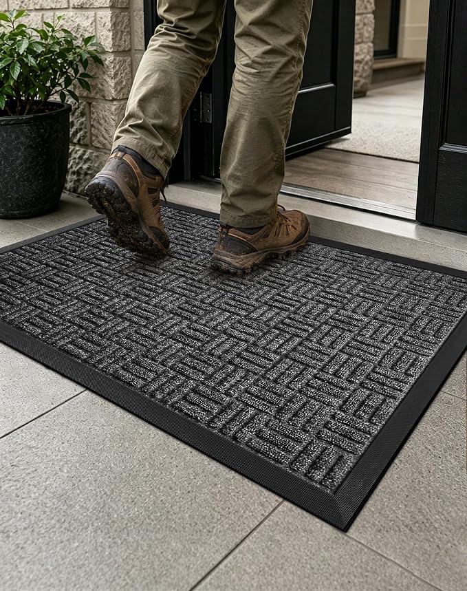 Front Door Mat Outdoor Entrance, 29.5" x 17" Heavy Duty Welcome Mat by Mibao