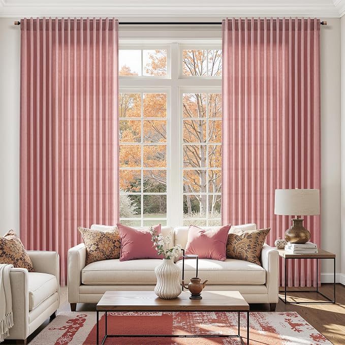 Canyon Rose Linen Curtains 80 Inch Length - Image 6