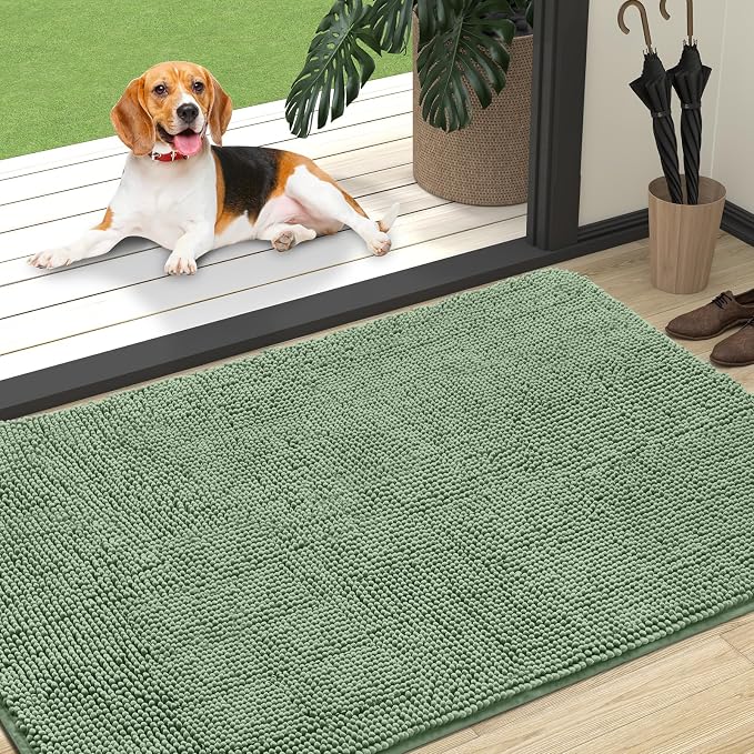 OLANLY Dog Door Mat for Muddy Paws 47x32, Super Absorbent Chenille Mud Mat | by OLANLY