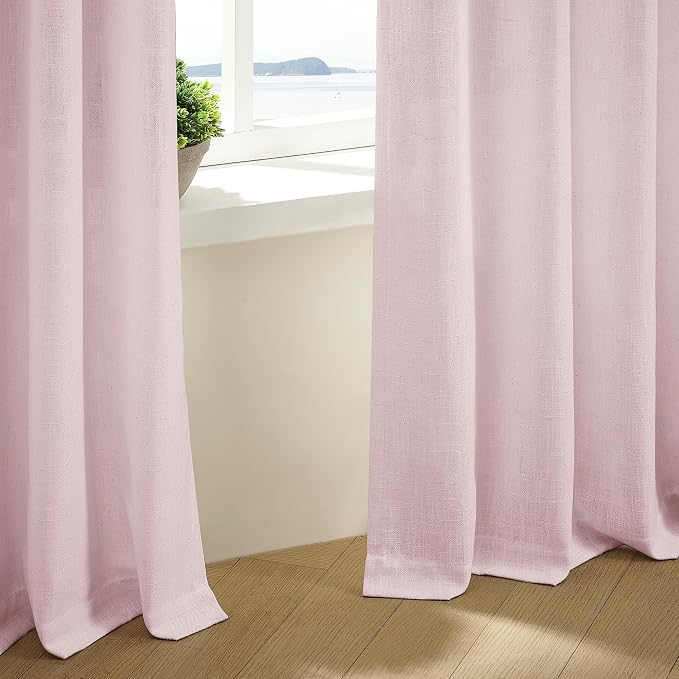 Light Pink Linen Pinch Pleat Curtains 84 Inch Length 2 Panels Set 40x84 | - Image 6
