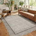 GarveeHome Scalloped Washable Area Rug 4x6 Small Entryway Rug Non Slip | Brown by GarveeHome