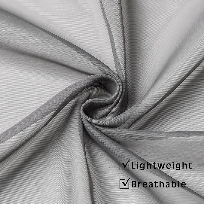 Short Grey Sheer Curtains 36 Inches 2 Panels Set - Image 3