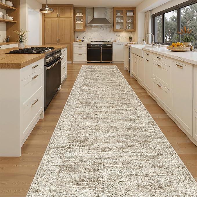 Soalmost Washable 3x14 Hallway Runner Rug Non-Slip Kitchen Entry Rugs Brown | - Image 2