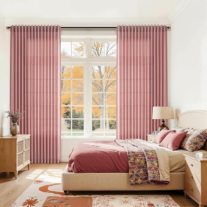 Canyon Rose Linen Curtains 80 Inch Length - Image 7