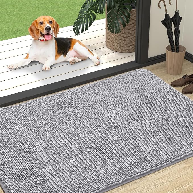 OLANLY Dog Door Mat for Muddy Paws 47x32, Super Absorbent Chenille Mud Mat | by OLANLY
