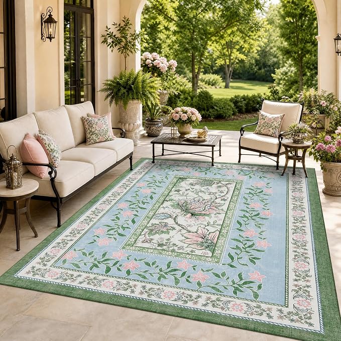 GarveeHome Blue Green Pink 8x10 Area Rugs - Image 2