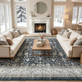 Grey Area Rug 9x12 for Living Room Bedroom | Low Pile;Machine Washable; Soft; by WelcometoBabovid