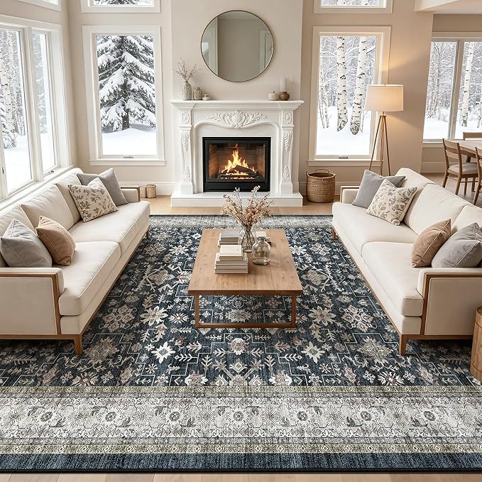 Washable 10x14 Area Rugs for LivingRoom Bedroom | Low Pile; Non Slip;Machine - Image 2