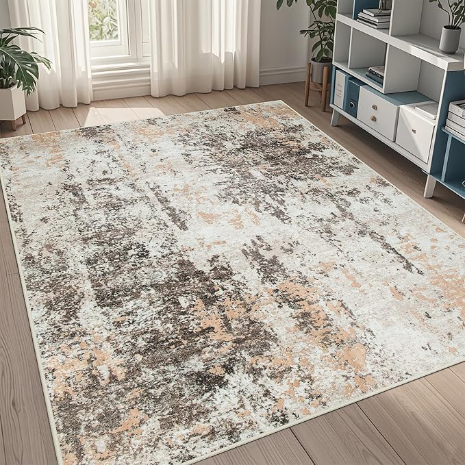 5x7 Area Rugs for Living Room Washable Bedroom Dining Room Brown Beige | Modern by Aelenmu