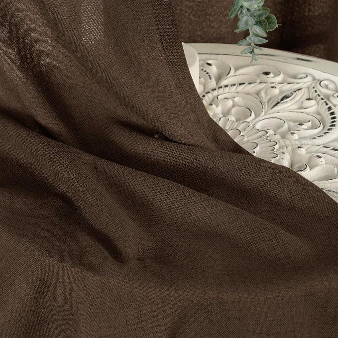 YoungsTex Brown Linen Curtains 63 Inches Length 2 Panels - Image 9