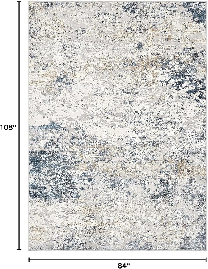 DMOYEST Area Rug Living Room Rugs 7x9 Washable Abstract Beige Blue Carpet | - Image 2