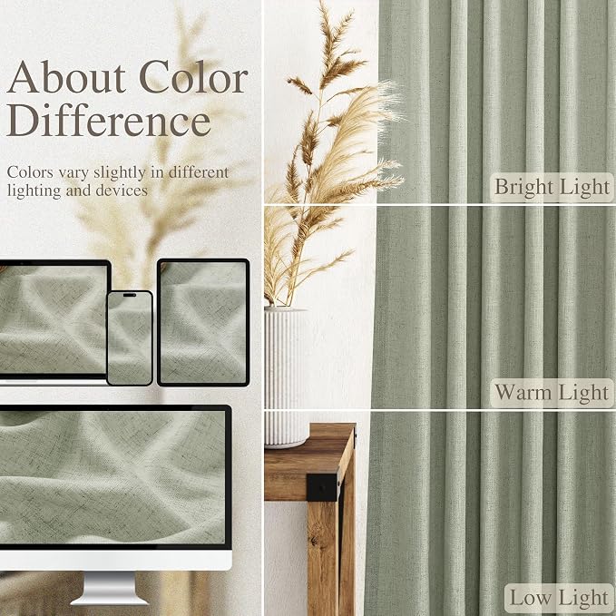 Sage Green Curtains 100 inches Long 2 panels - Image 4
