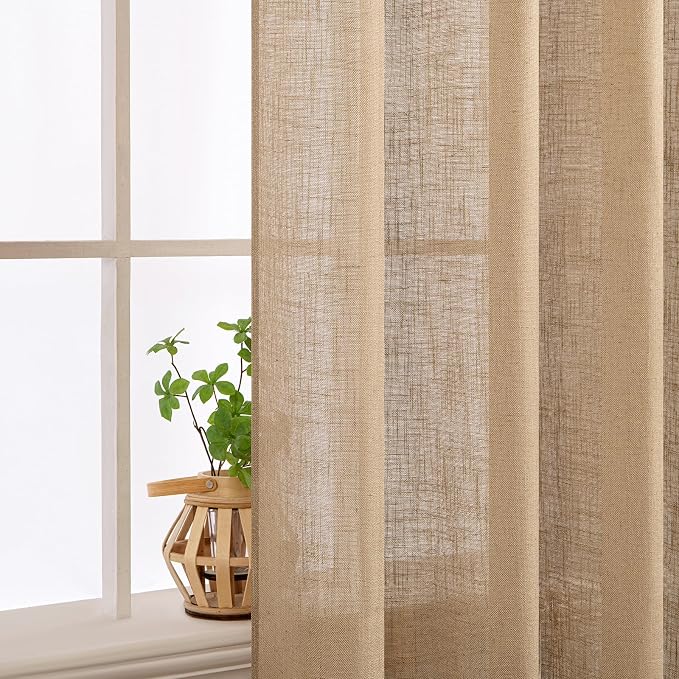 MIULEE Brown Linen Curtains 52x108 Inch Long - Image 5