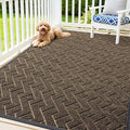 OLANLY Front Door Mat Outside 71x47, All-Season Absorbent Rubber Doormat | Brown by OLANLY