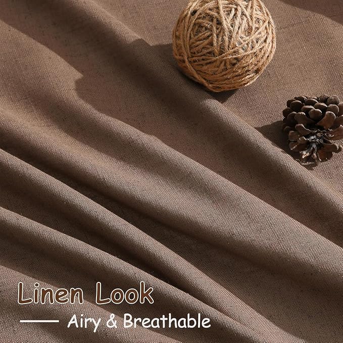 Caramel Brown Linen Curtains for Living Room 92 Inches Long Back Tab Light - Image 4