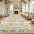8x10 Area Rugs, Vintage Retro Soft Washable Rug, Non-Slip Low Pile Rugs by Yarooge