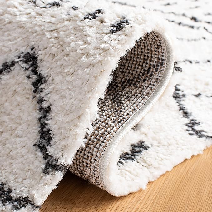 SAFAVIEH Arizona Shag Collection Area Rug - 6' x 8', Ivory & Black, Non-Shedding & Easy Cleaning, Plush Thick Pile, Ideal for Living Room, Bedroom, Dining Space (ASG741Z)