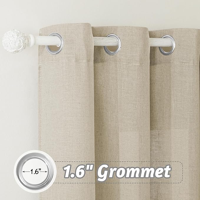 RYB HOME Linen Sheer Curtain - Large Backdrop Curtain Extra Wide Panel for Living Room Girls Bedroom Foyer Doorway Dining Sliding Glass Door, Warm Beige, W 100 X L 95 Long, Set of 1,Adult
