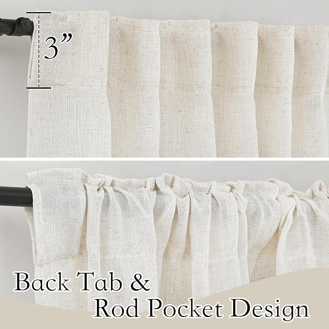 RYB HOME Light Filtering Linen Sheer Curtains 72 inch Long - Image 3