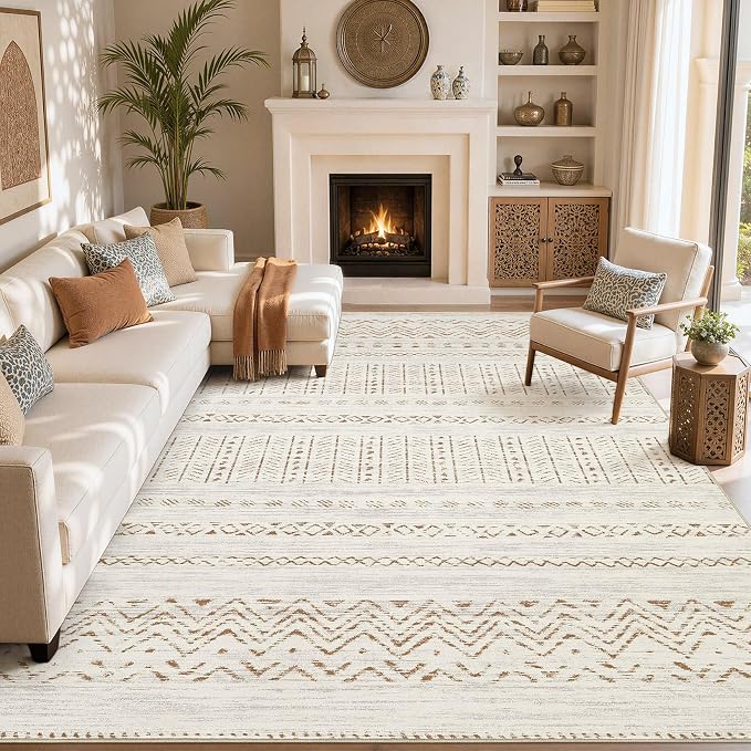 cotiled Boho 7x9 Area Rug for Living Room: Large Moroccan Washable Rug | Solve - Image 8