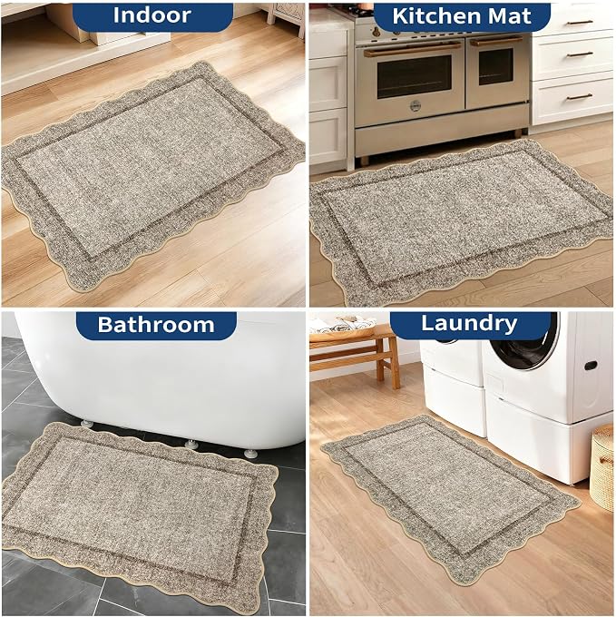 GarveeHome Small Area Rug 2x3 Scalloped Entry Rug Washable - Image 3