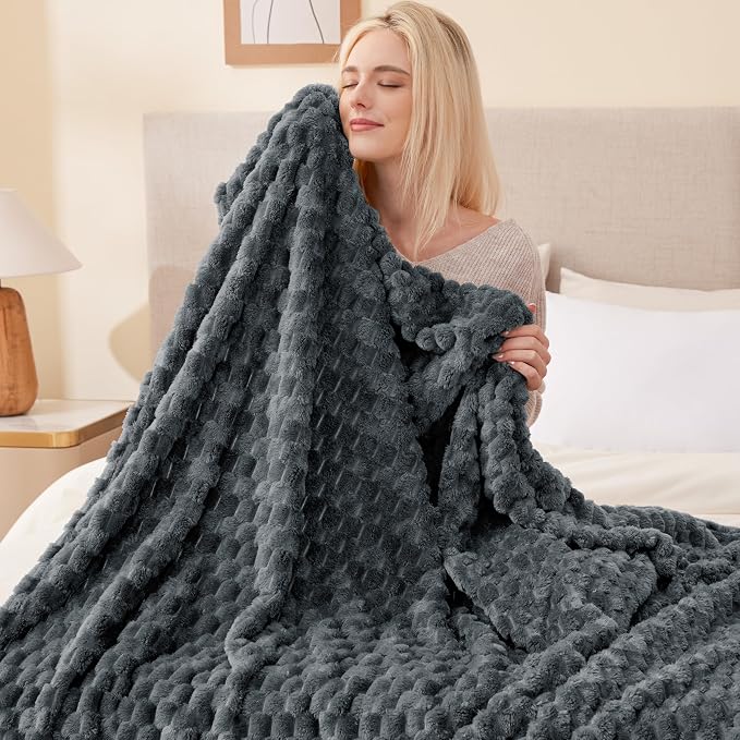 EXQ Home Gentle Soft Fleece Throw Blanket – Cozy Lightweight 3D Imitation - Image 3
