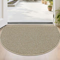 BEQHAUSE Dirt Trapper Door Mat 24" x 36" Half Circle Non Slip, Light Beige | by BEQHAUSE