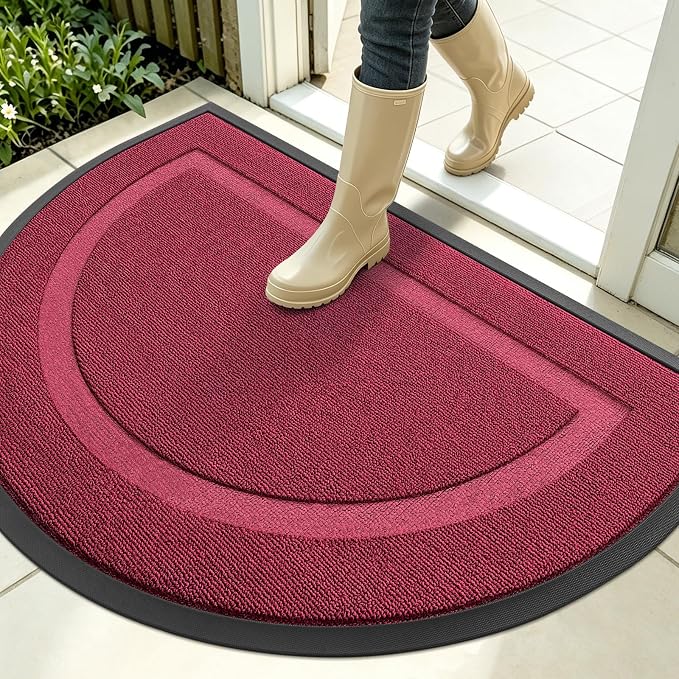 OLANLY Half Circle Front Door Mat Outside 35x23 All-Season Rubber Doormat | by OLANLY