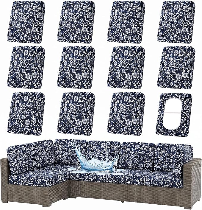 Waterproof Outdoor Cushion Covers, Stretch Patio Slipcovers | UV Resistant by hyha