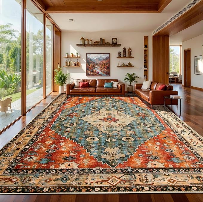 SERISSA 10x14 Washable Non Slip Boho Area Rug by SERISSAHomeDecorCollection