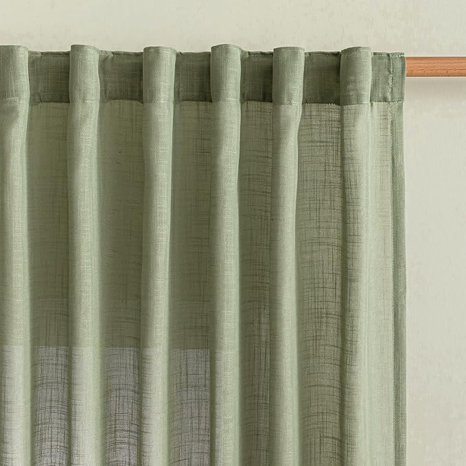 MYSKY HOME Sage Green Curtains for Beroom Liivng Room 84 Inch Length 2 Panels - Image 3